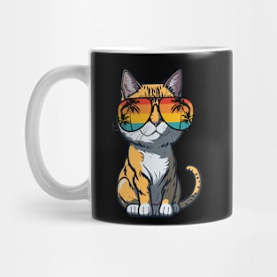 Cool Feline in Shades: Whiskered Purrfection for Cat Miaw Lovers Mug